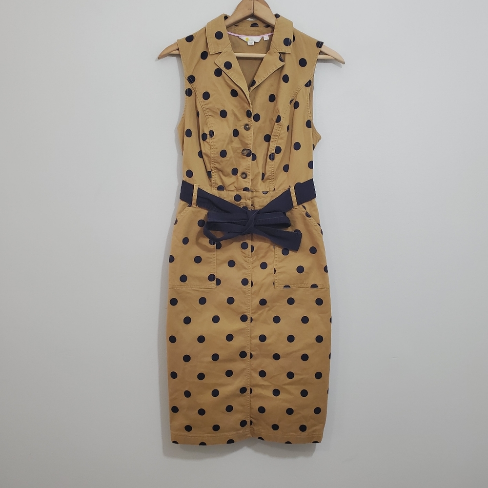 Boden Polka Dot Belted Sheath Dress